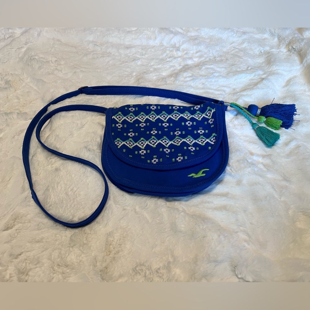 Hollister Small Canvas Crossbody Blue Bag